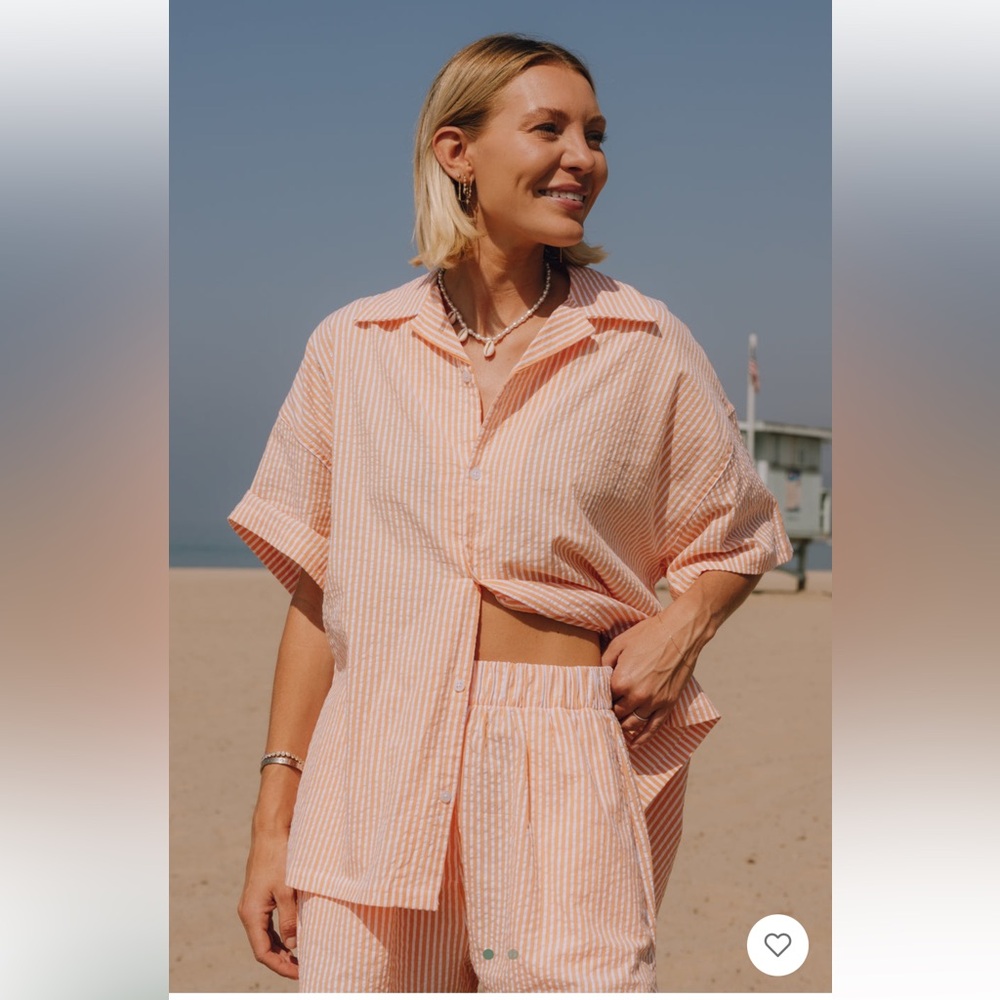 NWT FULL SET - Daily Drills Orange/White Stripe Seersucker Set XS/S